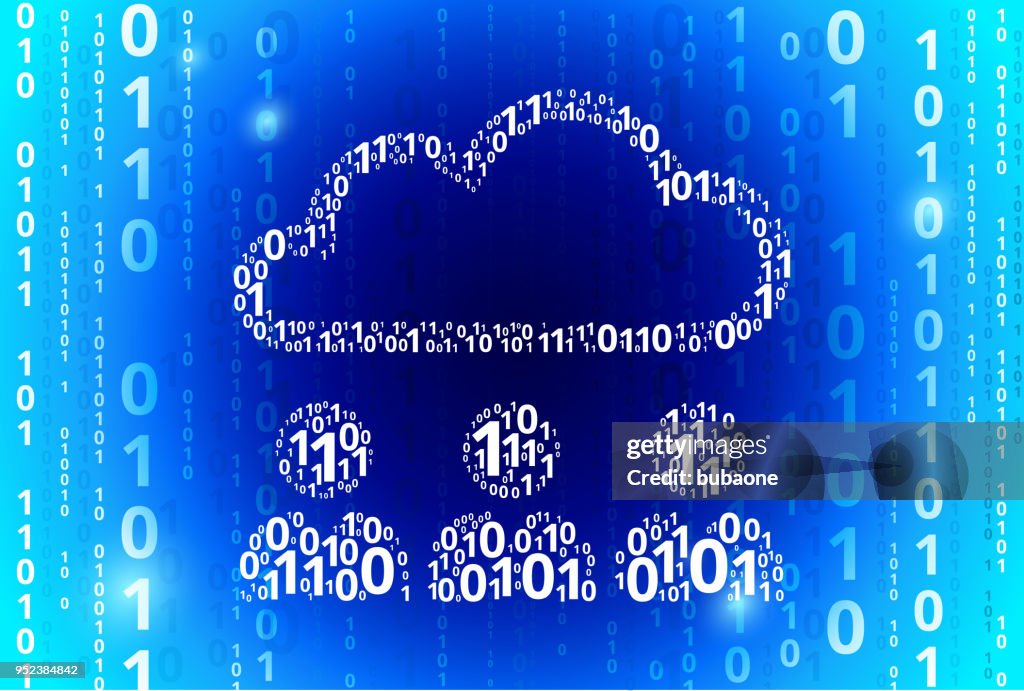 Cloud Computing Faces Binary Code Blue Vector Pattern Background High ...