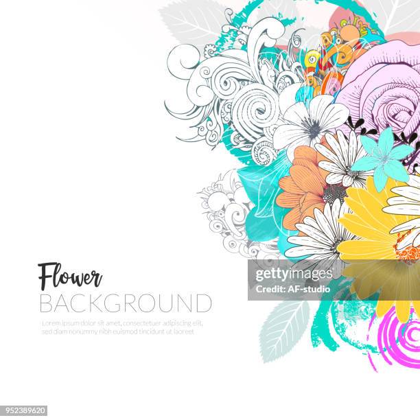 floral handrawn background - geranium stock illustrations