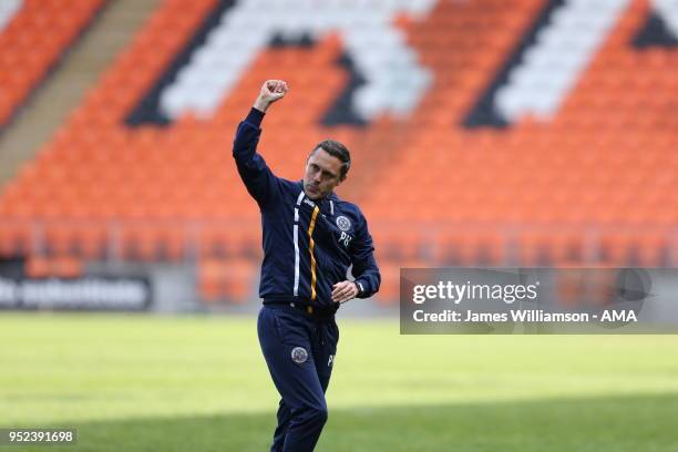 Shrewsbury Town manager Paul Hurst during the Sky Bet League One match between Blackpool and Shrewsbury Town at Bloomfield Road on April 28, 2018 in...