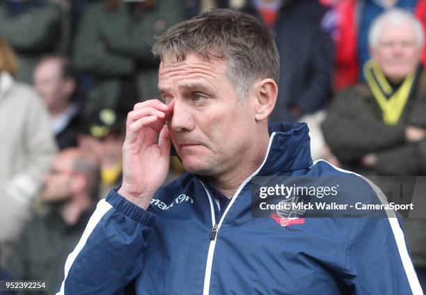 Bolton Wanderers Manager Phil Parkinson during the Sky Bet Championship match between Burton Albion and Bolton Wanderers at Pirelli Stadium on April...