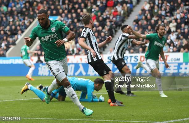 Matt Phillips of West Bromwich Albion celebrates after scoring during the Premier League match between Newcastle United and West Bromwich Albion at...