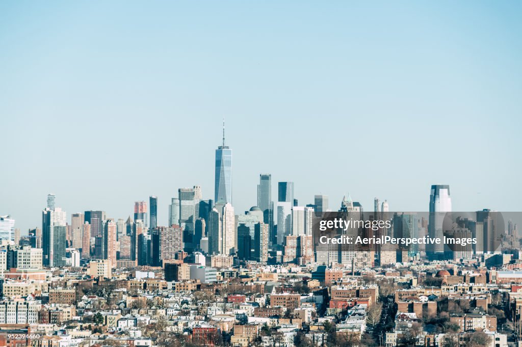 High Angle view of Manhattan Skyline
