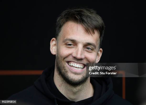 Former Swansea City player Michu looks on from the stands prior to the Premier League match between Swansea City and Chelsea at Liberty Stadium on...