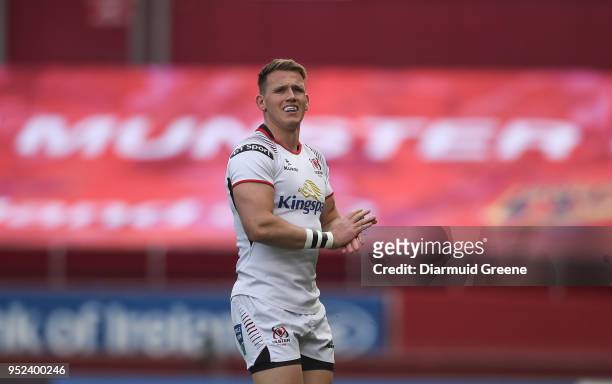 Limerick , Ireland - 28 April 2018; Craig Gilroy of Ulster during the Guinness PRO14 Round 21 match between Munster and Ulster at Thomond Park in...