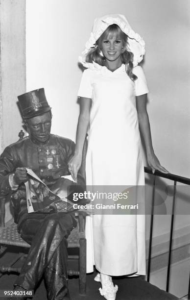 Italian actress Antonella Lualdi during a fashion show Madrid, Spain.