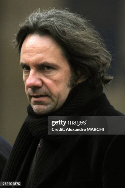 Frederic Lefebvre arrives for the funeral of French politician, Philippe Seguin, at the Saint-Louis-des-Invalides Church in Paris.