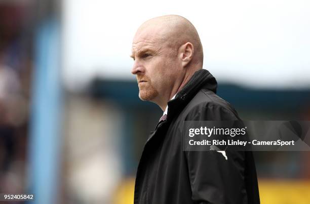 Burnley manager Sean Dyche during the Premier League match between Burnley and Brighton and Hove Albion at Turf Moor on April 28, 2018 in Burnley,...