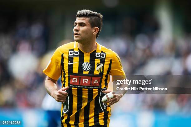 Paulinho of BK Hacken during the Allsvenskan match between IFK Goteborg and BK Hacken at Gamla Ullevi on April 28, 2018 in Gothenburg, Sweden.