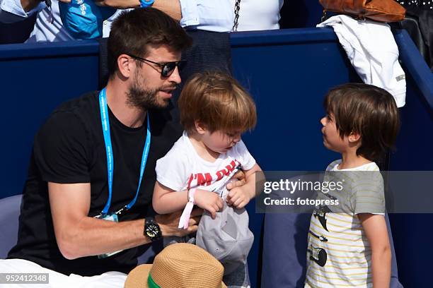 Gerard Pique attends day sixth of the ATP Barcelona Open Banc Sabadell at the Real Club de Tenis Barcelona on April 28, 2018 in Barcelona, Spain.
