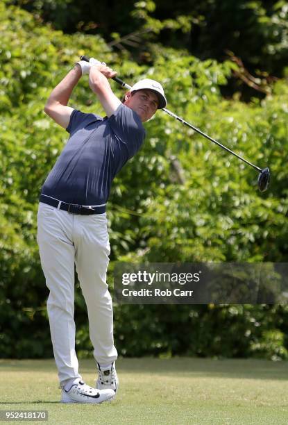 Cody Gribble plays his shot from the second tee during the third round of the Zurich Classic at TPC Louisiana on April 28, 2018 in Avondale,...