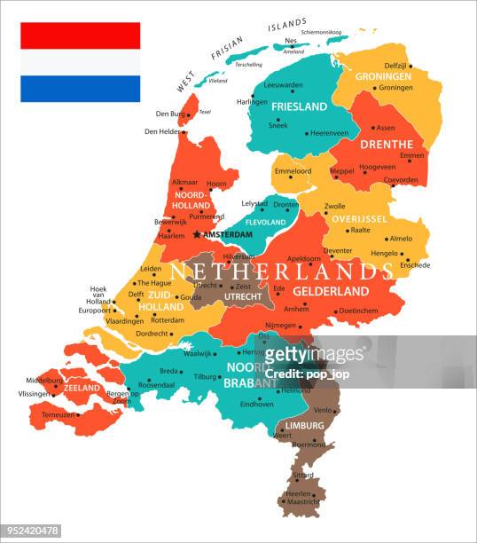 map of netherlands - vector - haarlem netherlands stock illustrations