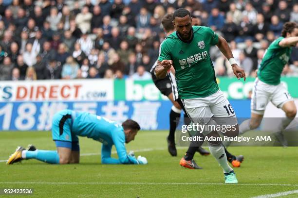 Matt Phillips of West Bromwich Albion celebrates after scoring a goal to make it 0-1 during the Premier League match between Newcastle United and...