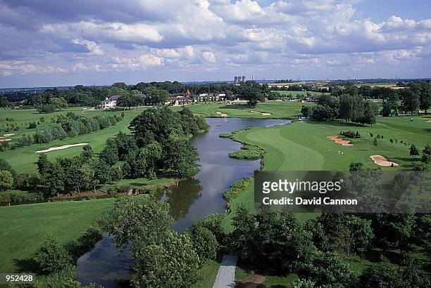 General view of par 4, 18th hole on the Brabazon Course at the Belfry, venue for the 1993 Ryder Cup, in Sutton Coldfield, England. \ Mandatory...