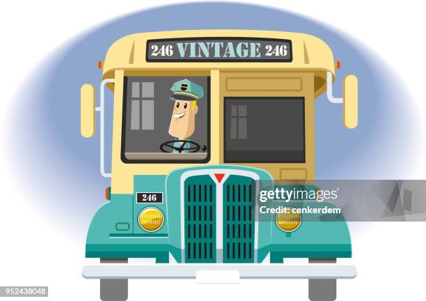 vintage bus - train uk stock illustrations