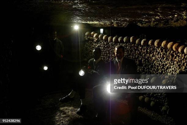 Inside the Catacombs of Paris, one of the many venues open all night for the Nuit Blanche festival in Paris.