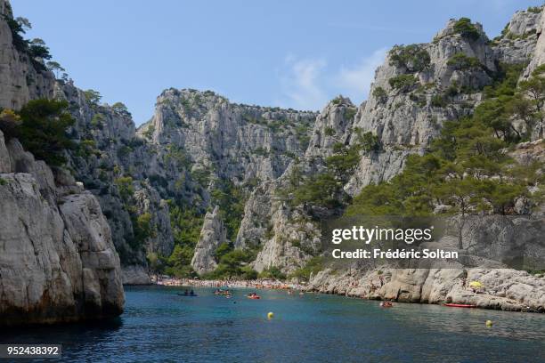 The Calanques of Cassis. The Massif des Calanques is a wild and rugged terrain stretching from the ninth arondissement of Marseille to the east...