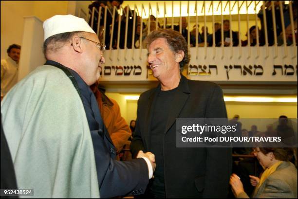 Dr Dalil Boubakeur, rector of the mosque of Paris with Jack Lang.