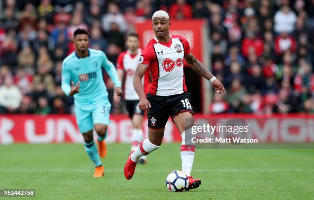 Mario Lemina of Southampton during the Premier League match between Southampton and AFC Bournemouth at St Mary's Stadium on April 28, 2018 in...