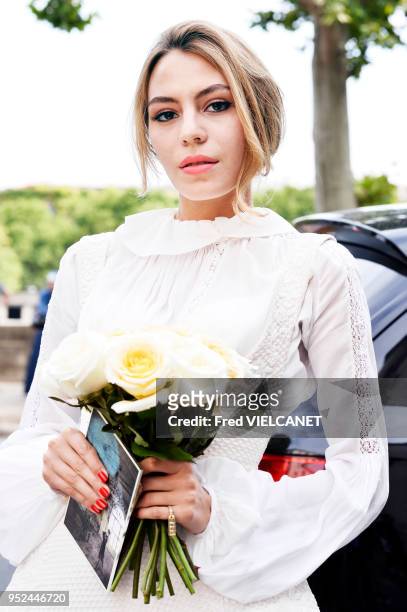 La sortie du défilé Ulyana Sergeenko, Fondation Bismark, lors de la semaine de la mode, haute-couture, 5 juillet 2015 , Paris, France.