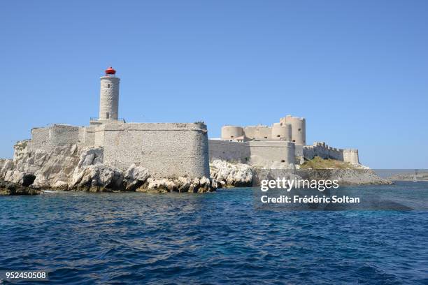 View on the Château d'If, a fortress located on the island of If, the smallest island in the Frioul archipelago situated in the Mediterranean Sea...