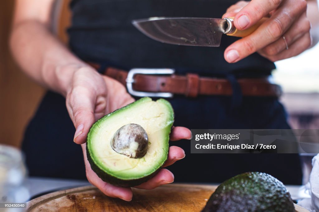 Salad Preparation: Slicing Avocado 1