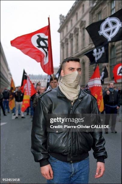 File picture of far right group G.U.D. At the National Front demonstration.