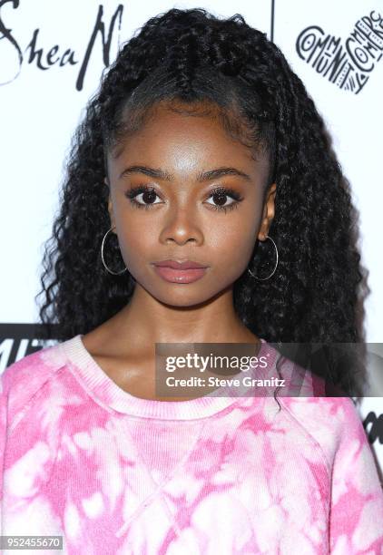 Skai Jackson arrives at the Marie Claire's 5th Annual 'Fresh Faces' at Poppy on April 27, 2018 in Los Angeles, California.