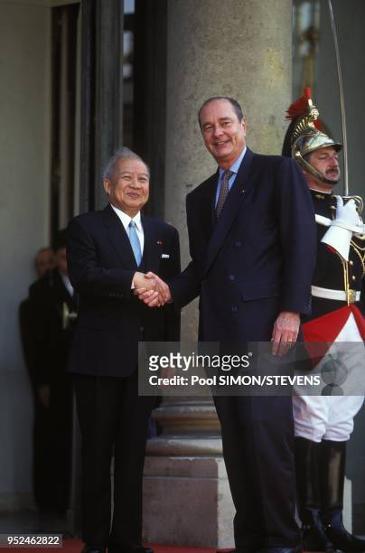King Norodom Sihanouk and Jacques Chirac.