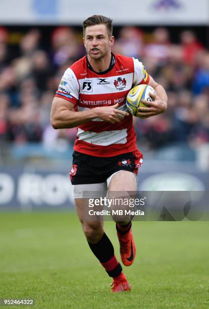 Gloucester's Henry Trinder during the Aviva Premiership match between Gloucester Rugby and Bath Rugby at Kingsholm Stadium on April 28, 2018 in...