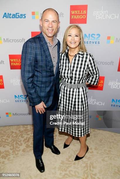 Michael Avenatti, Counsel for Stormy Daniels, and Hillary Rosen attend the 25th annual White House Correspondents' Garden Brunch at Beall-Washington...