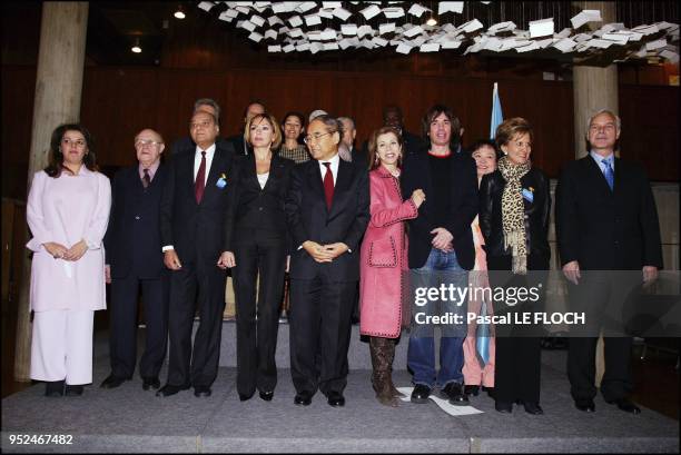 1st row Mme Basma Irsheid,Mstislav Rostropovitch, Madanjeet Singh, Mme Mehriban Alieva, Unesco director general Koichiro Matsuura, Her Royal Highness...