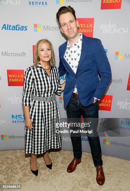 Hilary Rosen and Jordan Klepper attend the 25th annual White House Correspondents' Garden Brunch at Beall-Washington House on April 28, 2018 in...
