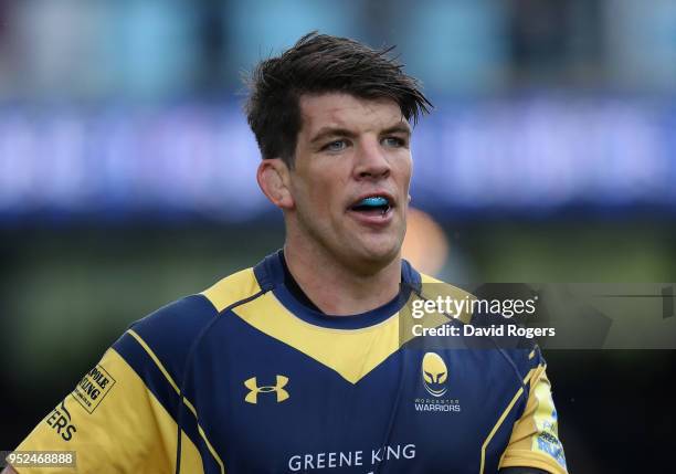 Donncha O'Callaghan of Worcester Warriors looks on during the Aviva Premiership match between Worcester Warriors and Harlequins at Sixways Stadium on...