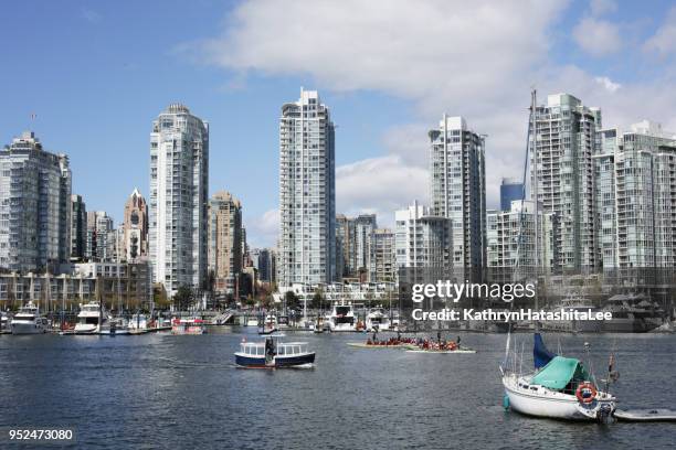 vancouver's waterfront at false creek, canada - yaletown stock pictures, royalty-free photos & images
