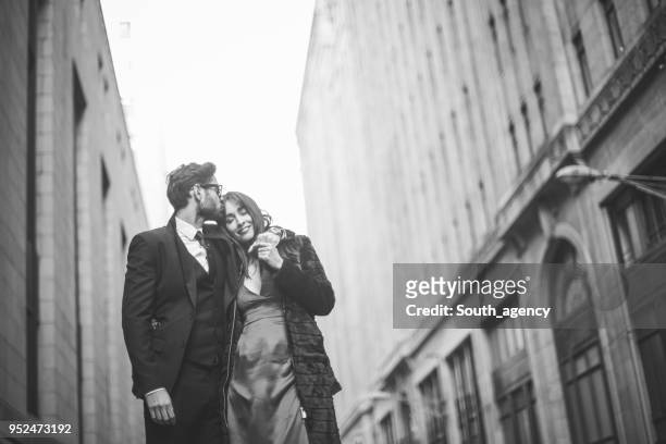 gentleman and a beautiful woman - black and white couple stock pictures, royalty-free photos & images