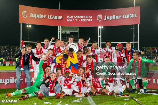 Coach Michael Reiziger of Ajax U23, assistant trainer Winston Bogarde of Ajax U23, Dominik Kotarski of Ajax U23, Luis Orejjuela of Ajax U23, Danilho...