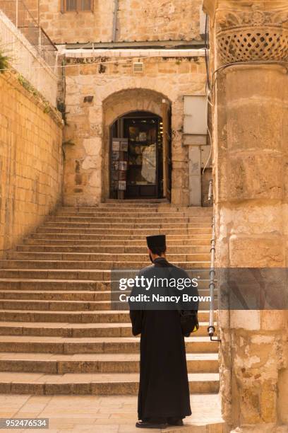 traditional greek orthodox figure in jerusalem. - greek orthodox stock pictures, royalty-free photos & images