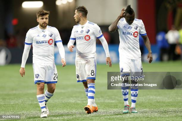 Michael Petrasso of Montreal Impact , Saphir Taider of Montreal Impact , Dominic Oduro of Montreal Impact during the match between Atlanta United FC...
