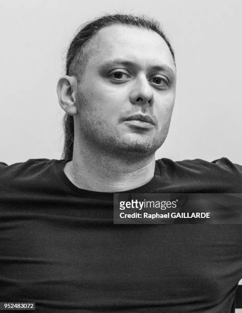 Portrait de l'écrivain russe Mikhaïl Elizarov, auteur du roman 'les Ongles' aux éditions Serge Safran le 10 janvier 2016 à Paris, France.
