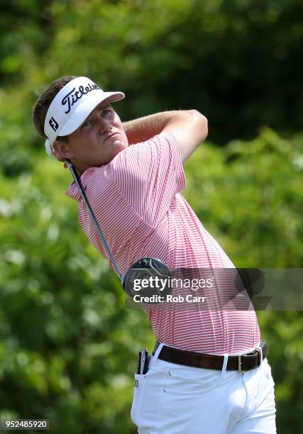 John Peterson plays his shot from the second tee during the third round of the Zurich Classic at TPC Louisiana on April 28, 2018 in Avondale,...