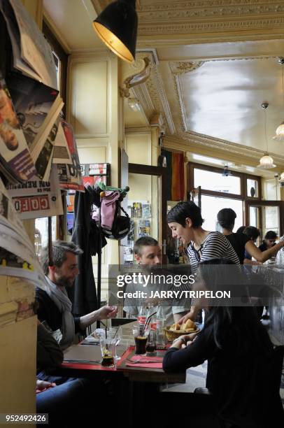 Le Cannibale cafe bar and restaurant located Jean Pierre Timbaud street in Belleville and Menilmontant area, 11th district in Paris, Ile de France...