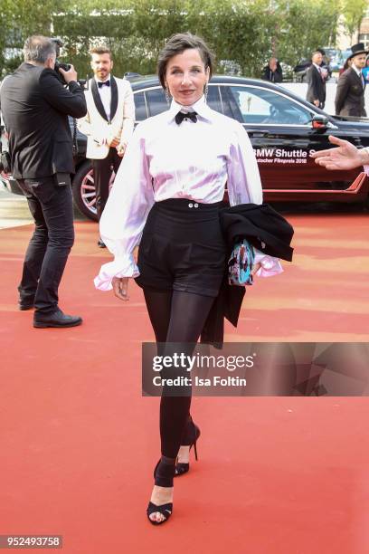 German actress Meret Becker attends the Lola - German Film Award red carpet at Messe Berlin on April 27, 2018 in Berlin, Germany.