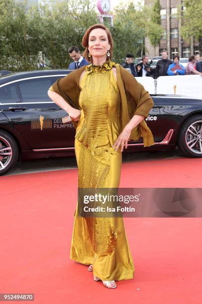 German actress Aglaia Szyszkowitz attends the Lola - German Film Award red carpet at Messe Berlin on April 27, 2018 in Berlin, Germany.