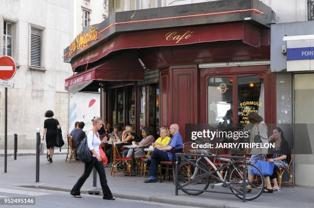 La Cagnotte bar and restaurant located in Belleville street, Jourdain district in Belleville and Menilmontant area, 19 and 20 th district in Paris,...