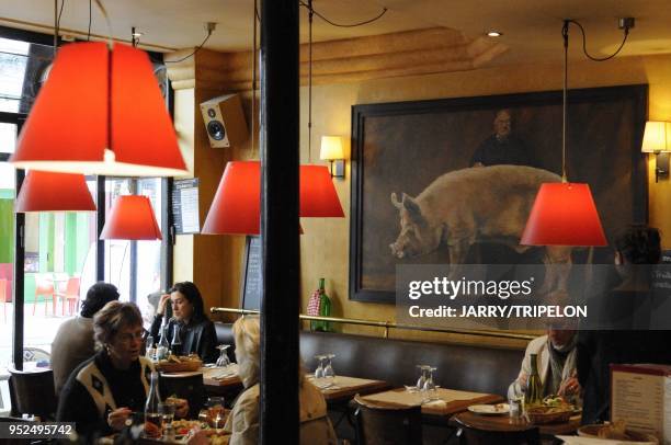 Les Petits Carreaux restaurant located in Montorgueil street, Montorgueil and Les Halles area, 2 nd district in Paris, Ile de France region, France.