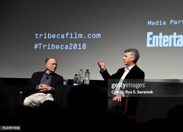 Dick Cavett and Alexander Payne attend Director's Series: Alexander Payne during 2018 Tribeca Film Festival at SVA Theater on April 28, 2018 in New...