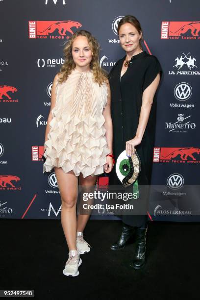 Luise von Finckh and guest attend the New Faces Award Film at Spindler & Klatt on April 26, 2018 in Berlin, Germany.