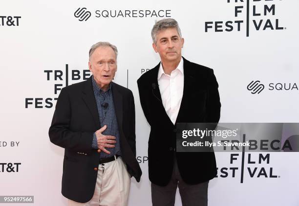 Dick Cavett and Alexander Payne attend Director's Series: Alexander Payne during 2018 Tribeca Film Festival at SVA Theater on April 28, 2018 in New...