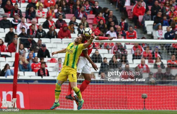 Tondela forward Tomane from Portugal with SL Benfica defender Luisao from Brazil in action during the Primeira Liga match between SL Benfica and CD...