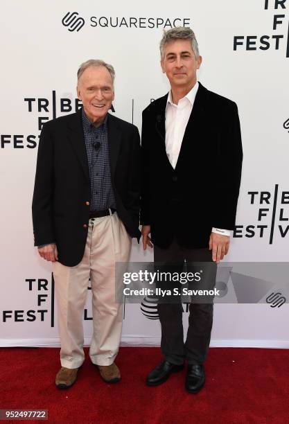 Dick Cavett and Alexander Payne attend Director's Series: Alexander Payne during 2018 Tribeca Film Festival at SVA Theater on April 28, 2018 in New...